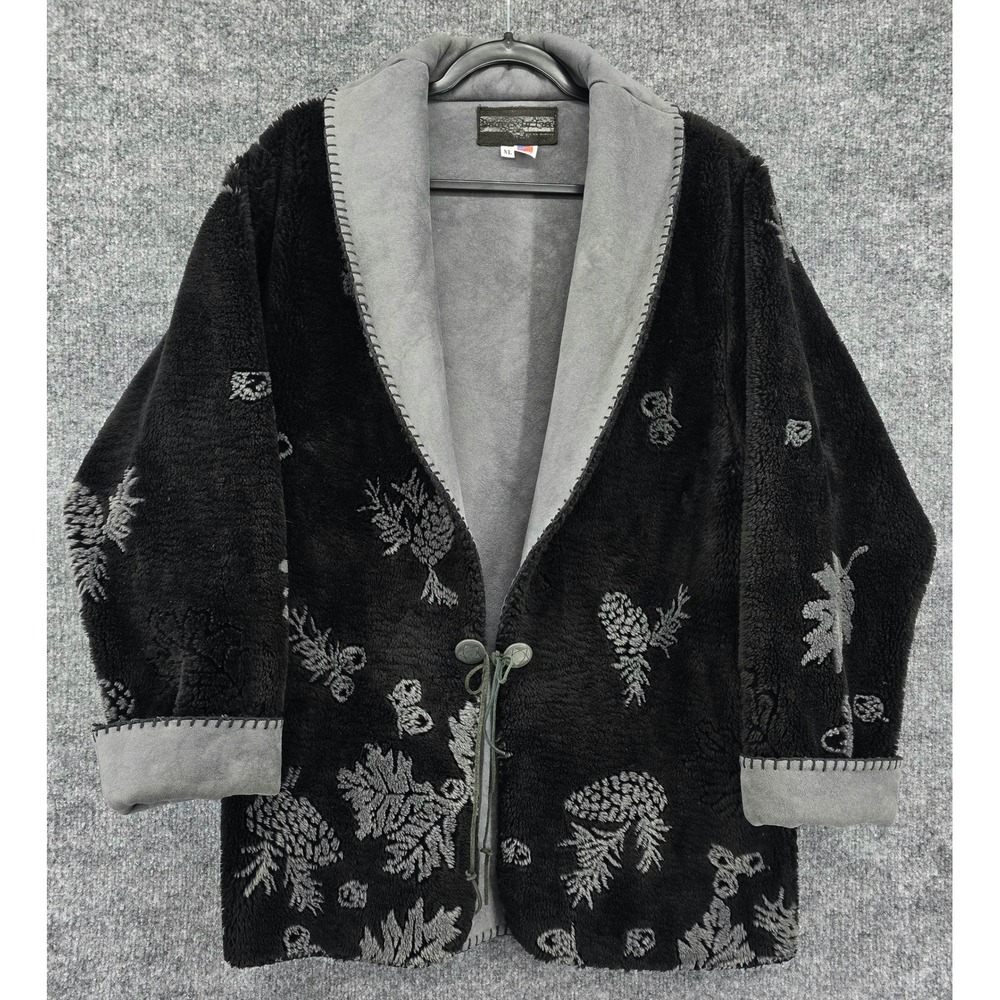 Images in Fur Bear Ridge Jacket Women XL Black Gray Fur Faux Suede Western